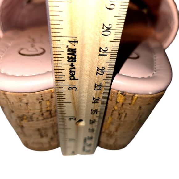 Comfort 7 Platform Pink Fringe Women's Sandal Shoe 3 Inch Cork Heel - Picture 7 of 8